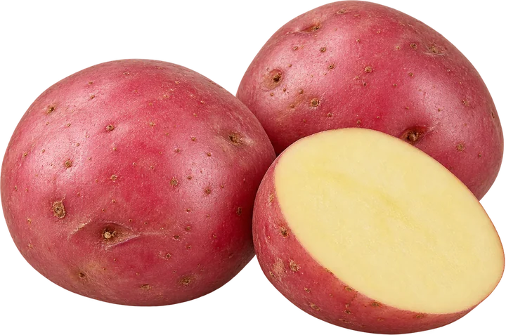 Illustrative image of Lady Rosetta potatoes, whole and halved